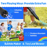 YCFUN 2-in-1 Leaf Blower Bubble Machine for Kids, ABS Pretend Play Outdoor Toys for Toddlers Girls Boys, Red
